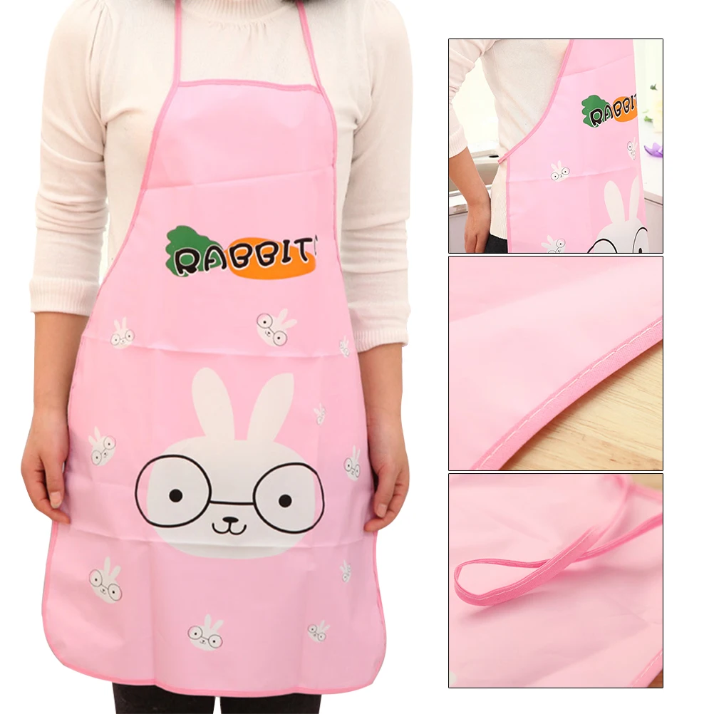 

Waterproof Apron Cartoon Printed Loose Style Kitchen Cooking Kitchen Cooking Bib Bib Non Fading Patterned Apron