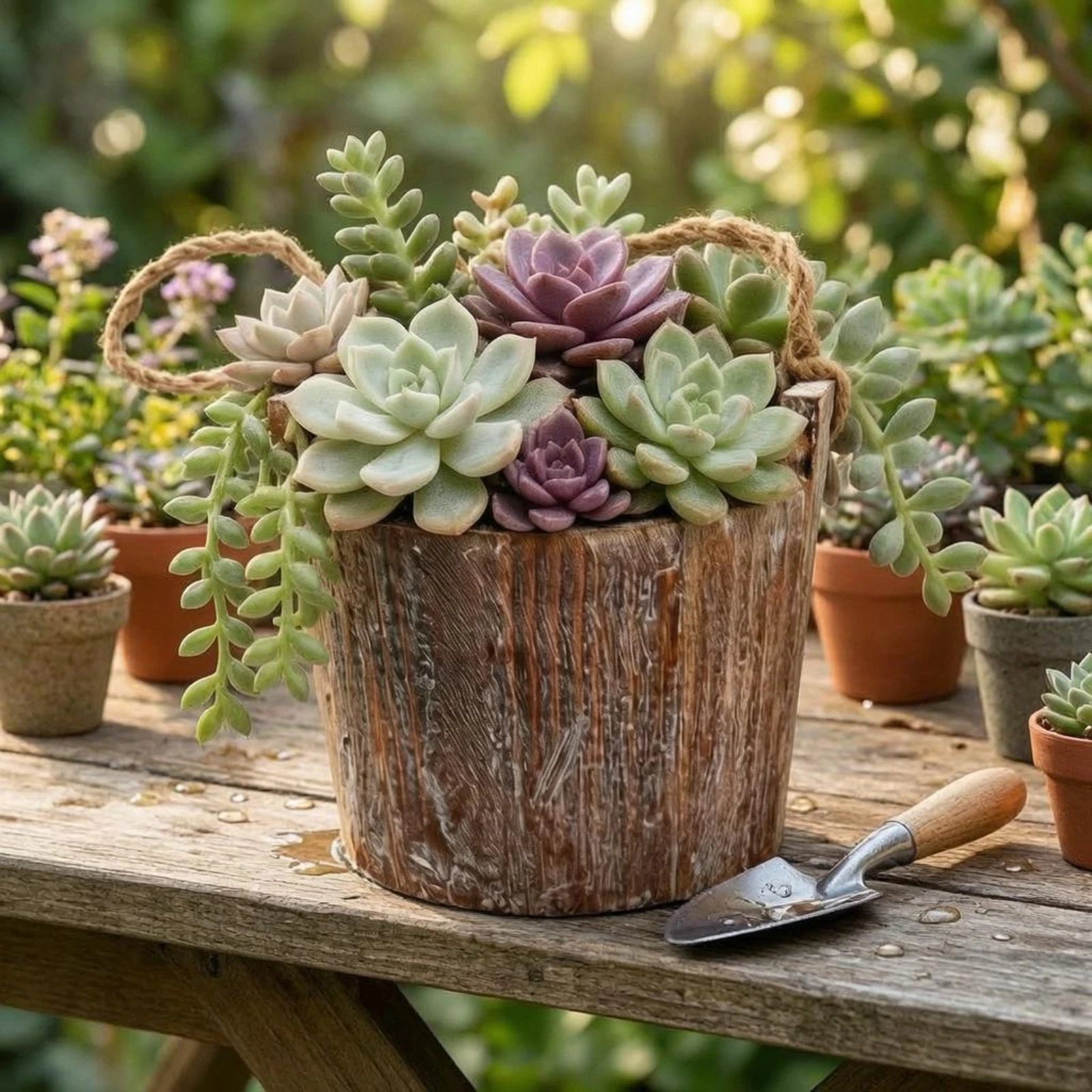 

Wooden Planter Container Open Top Rustic Planter Container Plant Pot Decorative Storage Garden Decoration Vintage