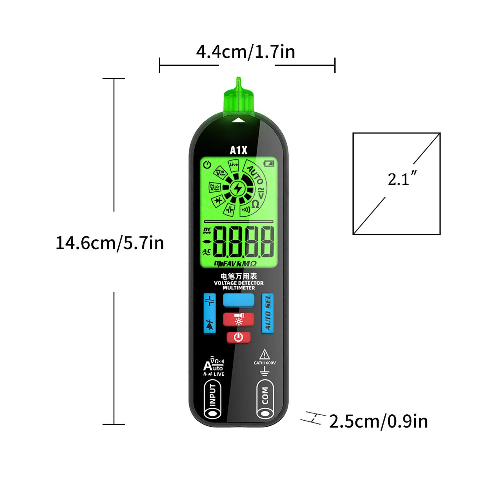 A1X Detector de Tensão Multímetro Faixa Automática Caneta Recarregável Tipo BSIDE Mini Testador Digital