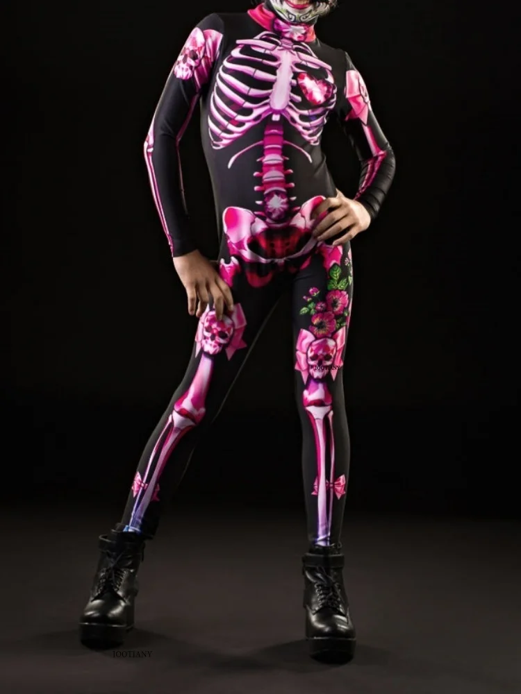 Halloween-Skelett-Horror-Geister-Kostüm für Kinder, Ganzkörperanzug für Karneval, Party, Bühnenaufführung, Rollenspiel, Feiertags-Zentai-Anzug – Detail 28