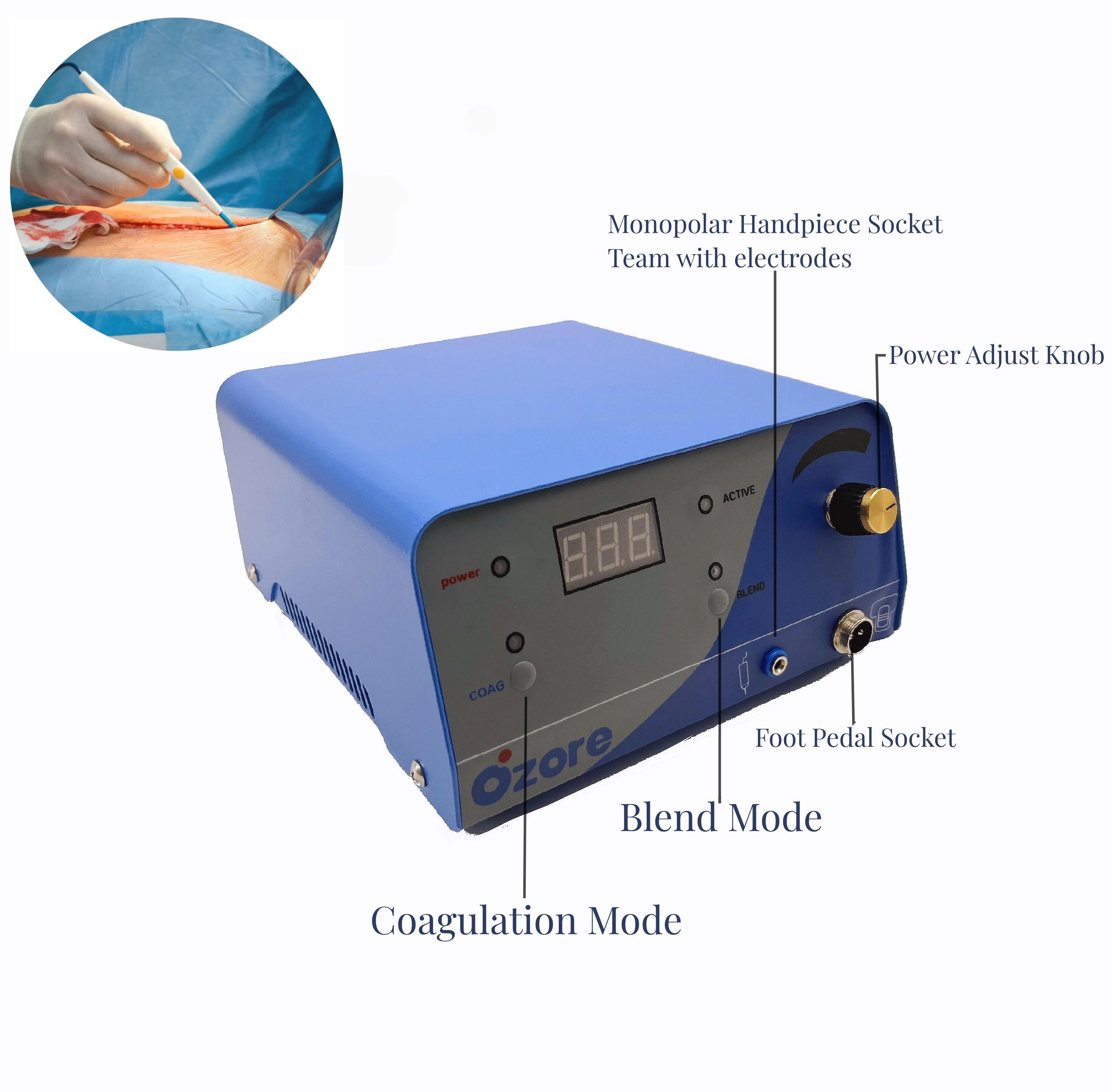 High Performance Monopolar Mini Electric Ion Cautery Diathermy Machine Dermal Coagulating Machine ESU Diathermy Machine