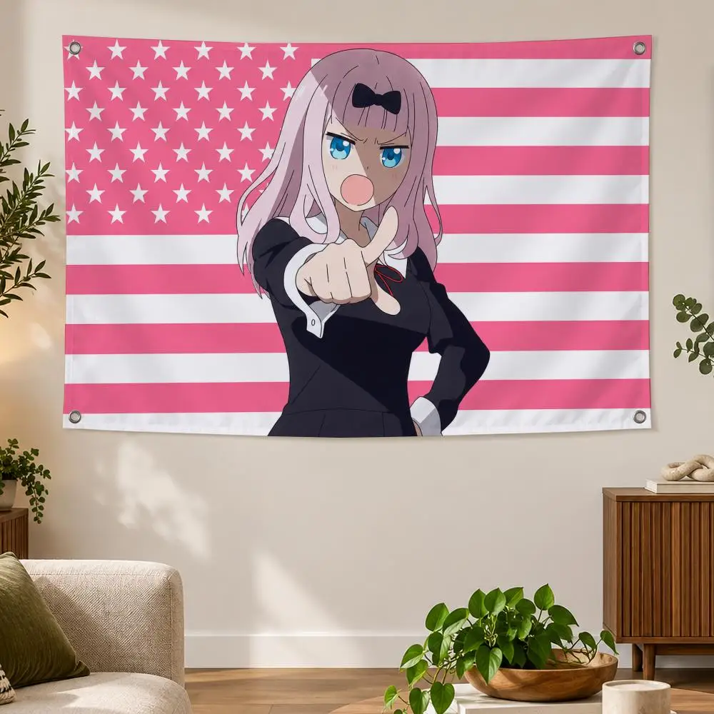 Anime Kaguya-sama Playful Romance C-Chika Fujiwara Flags Banner Decor for Bedroom,Garden,Party,Club,Gaming Room,Indoor Outdoor