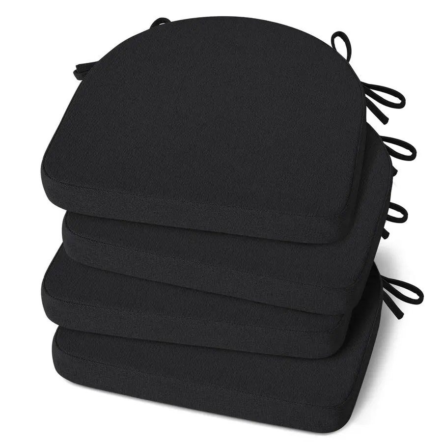 

Набор из 4 подушек для обеденных стульев, нескользящие подушки для кухонных стульев с завязками и чехлом, который можно стирать в машине, 4 шт., 17 x 16,5 x 2 дюйма, B