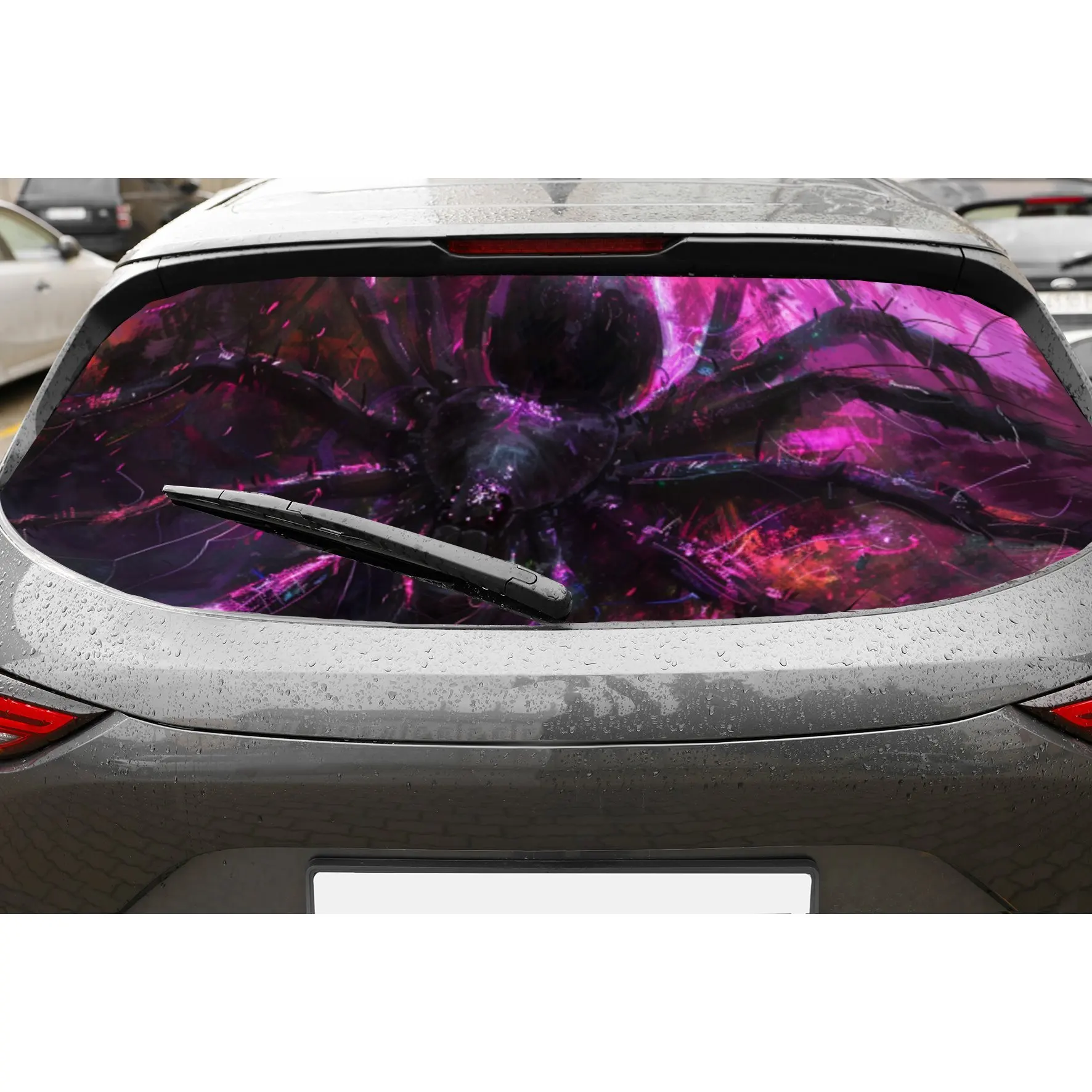 

Magic Fantasy Black Spider PVC Perforated Car Vinyl Wraps, Durable Car Rear Windshield Sticker, Waterproof Car Rear Window Decal