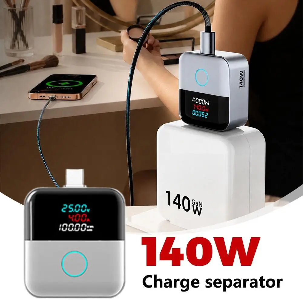 140W Auto‑Eject Charge Separator Smart Digital Display Voltage Current Monitor Auto Disconnect Overcharge Protection AI Temp