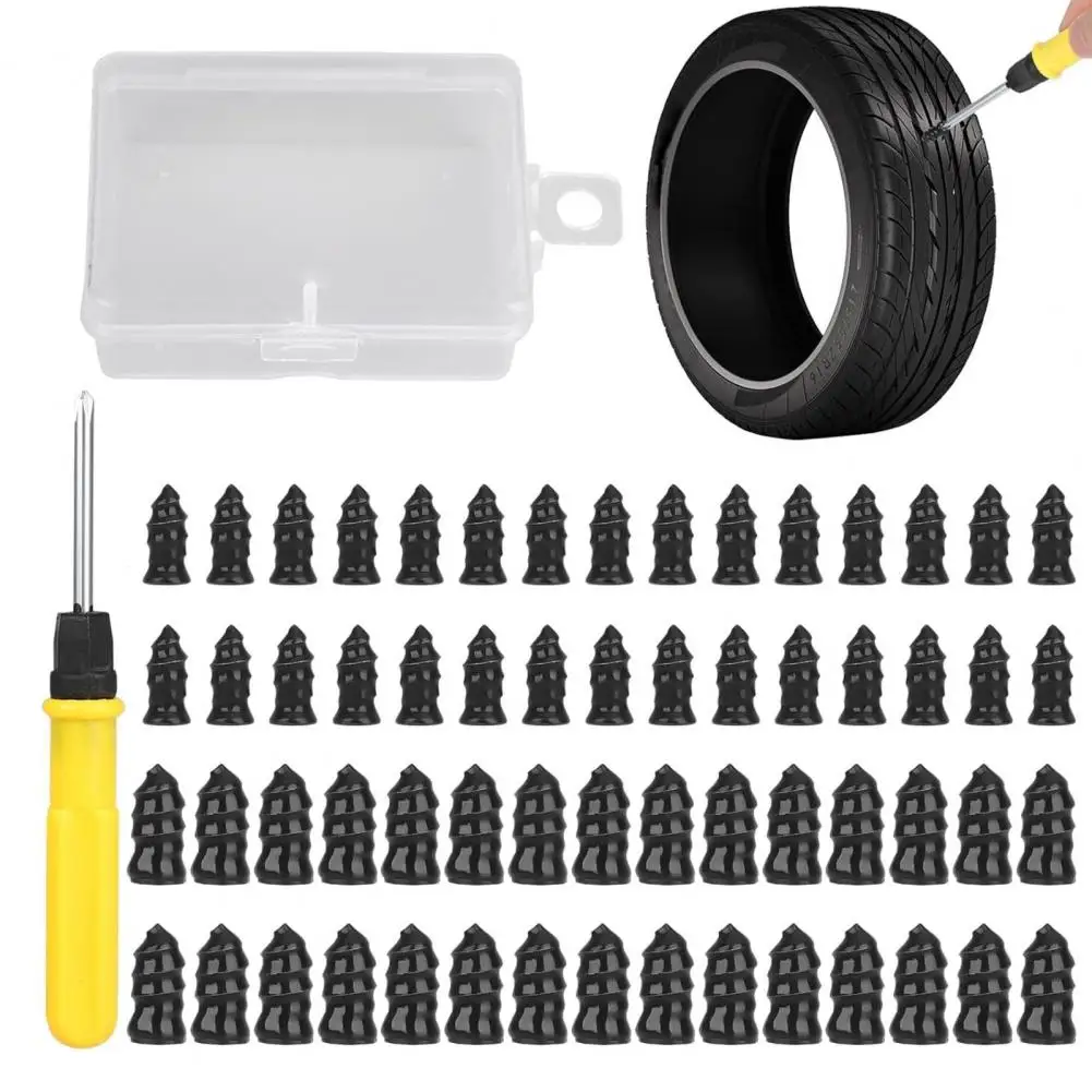 Vacuum Tire Sealant Nails Kit Durable Heavy-Duty Tire Stoppers Spiral Rubber Nails Quick Self-Service Repair Tools