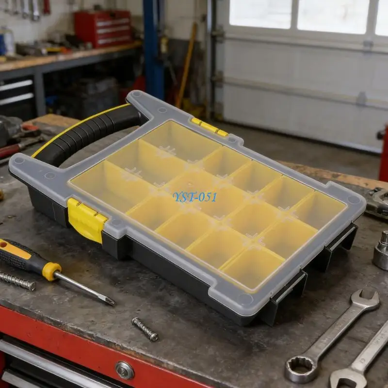 E15A Multi Compartment Plastic Tool Container Storage Case Box With Ergonomic Handle Suitable For Convenient Carrying