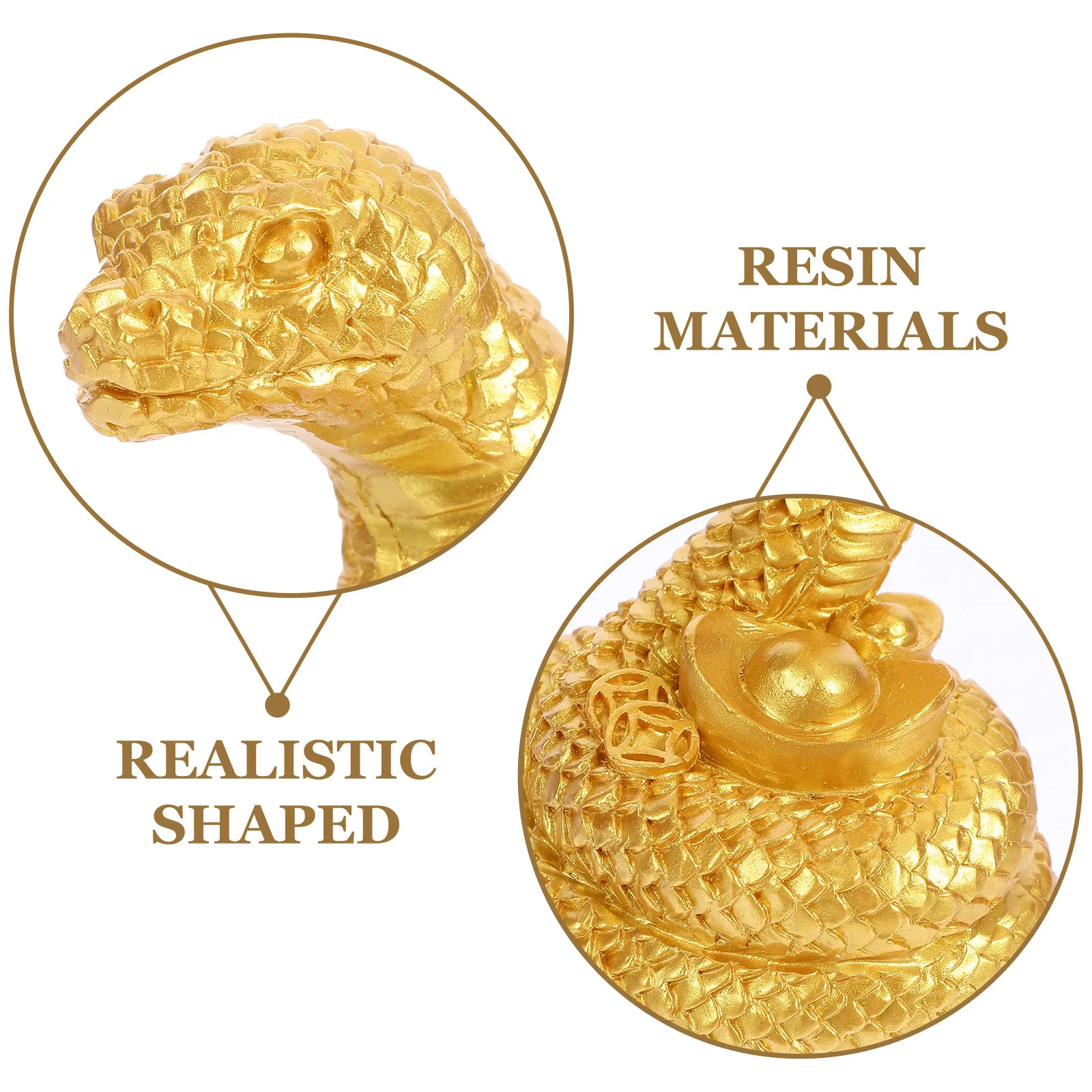 

Call Snake Ingot Ornaments Resin Sculpture Figurine Golden Chinese New Year Figure