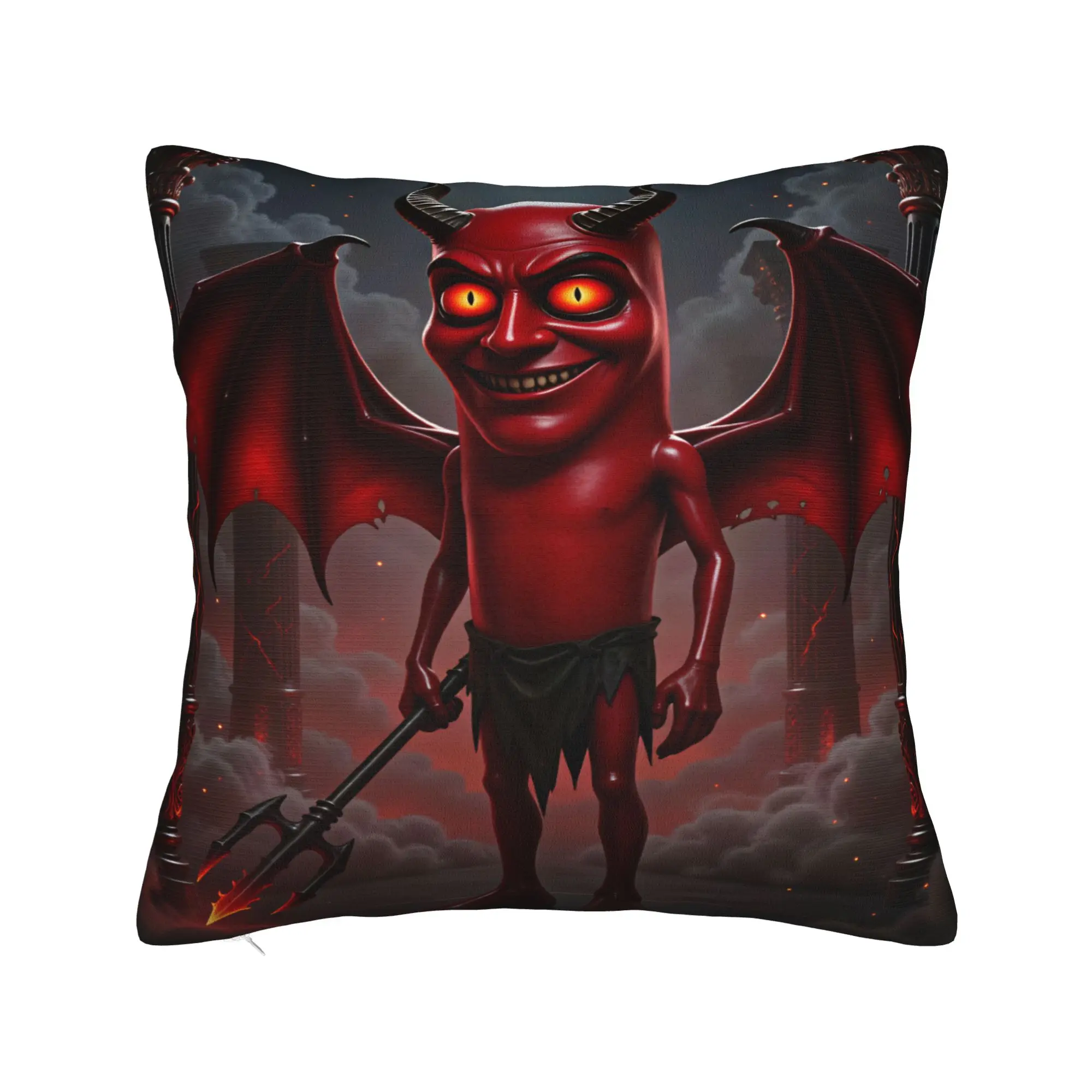 Tung Tung Sahur Red Devil Demon Horror Meme Pillowcases  Kawaii Pillow Case For Sofa Car Home Decor Comfy Pillow Cover
