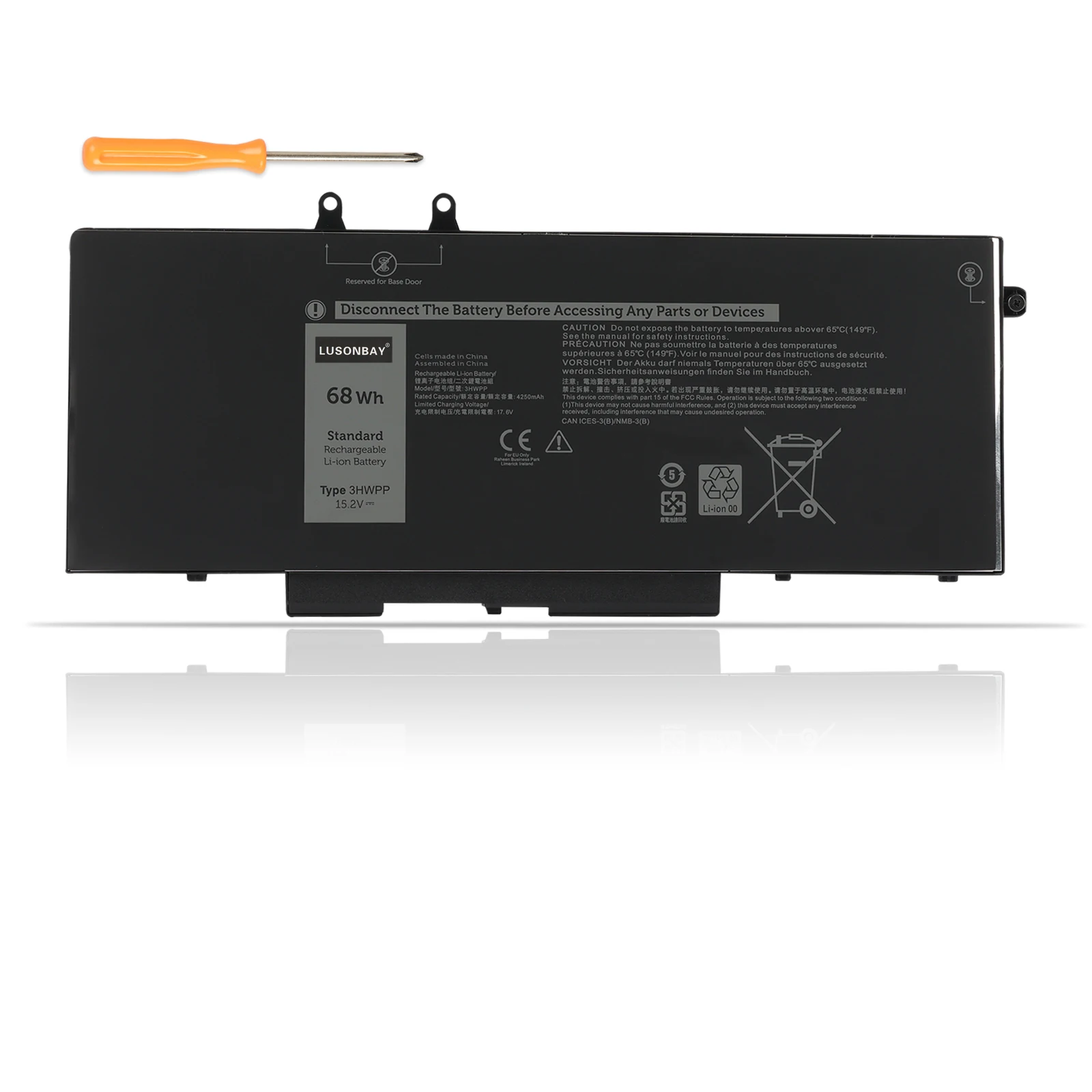 

LUSONBAY 15.2V 68WH 3HWPP Laptop Battery For DELL Latitude 5401 5501 5411 5410 5511 3541 Series Notebook P80F003 P98G003