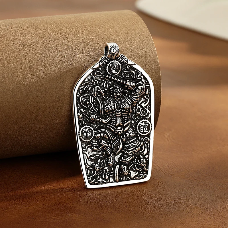 

Мужской кулон в этническом стиле с изображением Бога Богатства, ретро-рельеф, девять дворцов, восемь триграмм, амулет, ожерелье для мужчин.
