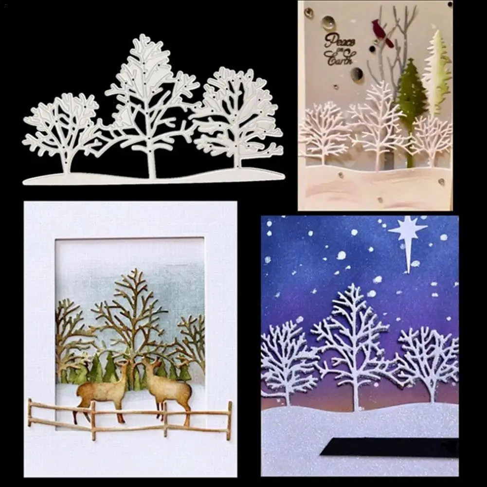 

Christmas Tree Metal Cutting Dies Cut Die Mold 3Pcs Christmas Tree Scrapbook Paper Craft Knife Mould Punch Stencils Dies