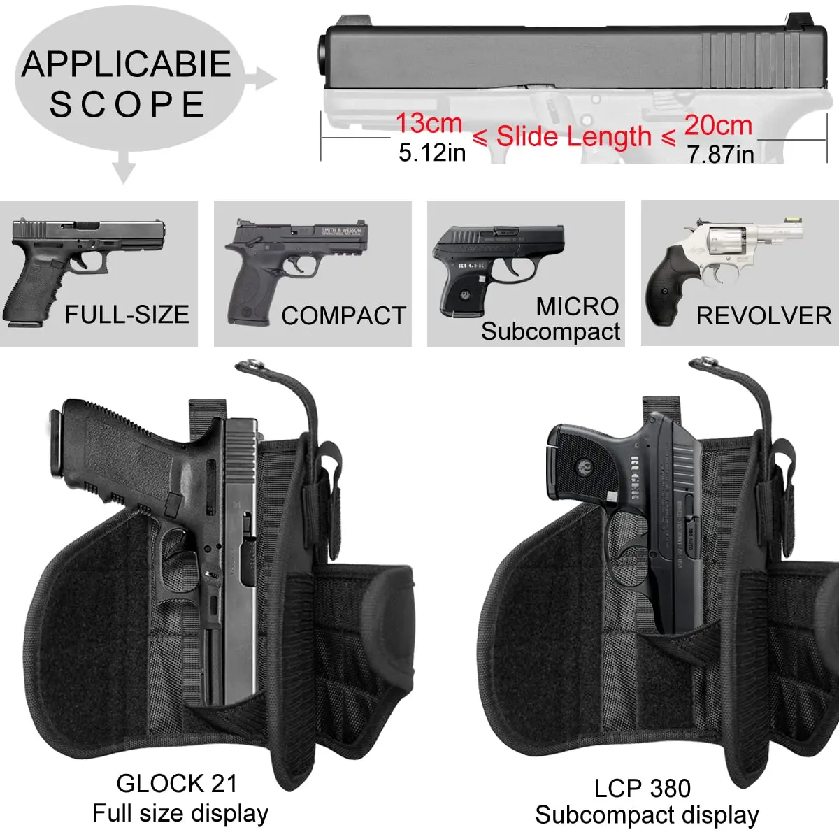 Drop Leg Holster OWB Gun Holster for Glock - Taurus - Sig Sauer - S&W - Ruger - Colt - Springfield Nonslip Dual-Strap Tactical image 3