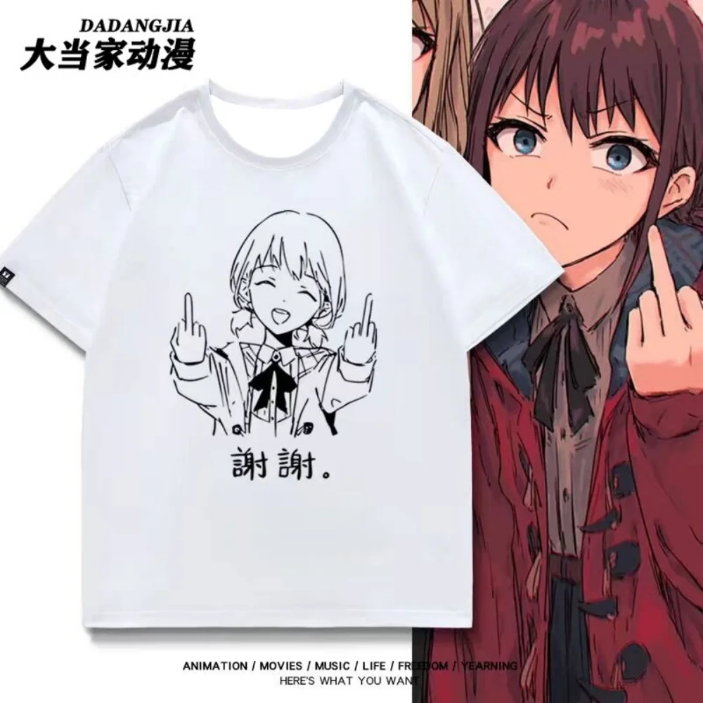 Camiseta de anime con el dedo medio de Iwashita Shima, de la banda femenina Cry, camiseta gráfica "Thank You", estilo Harajuku holgado para uso diario.