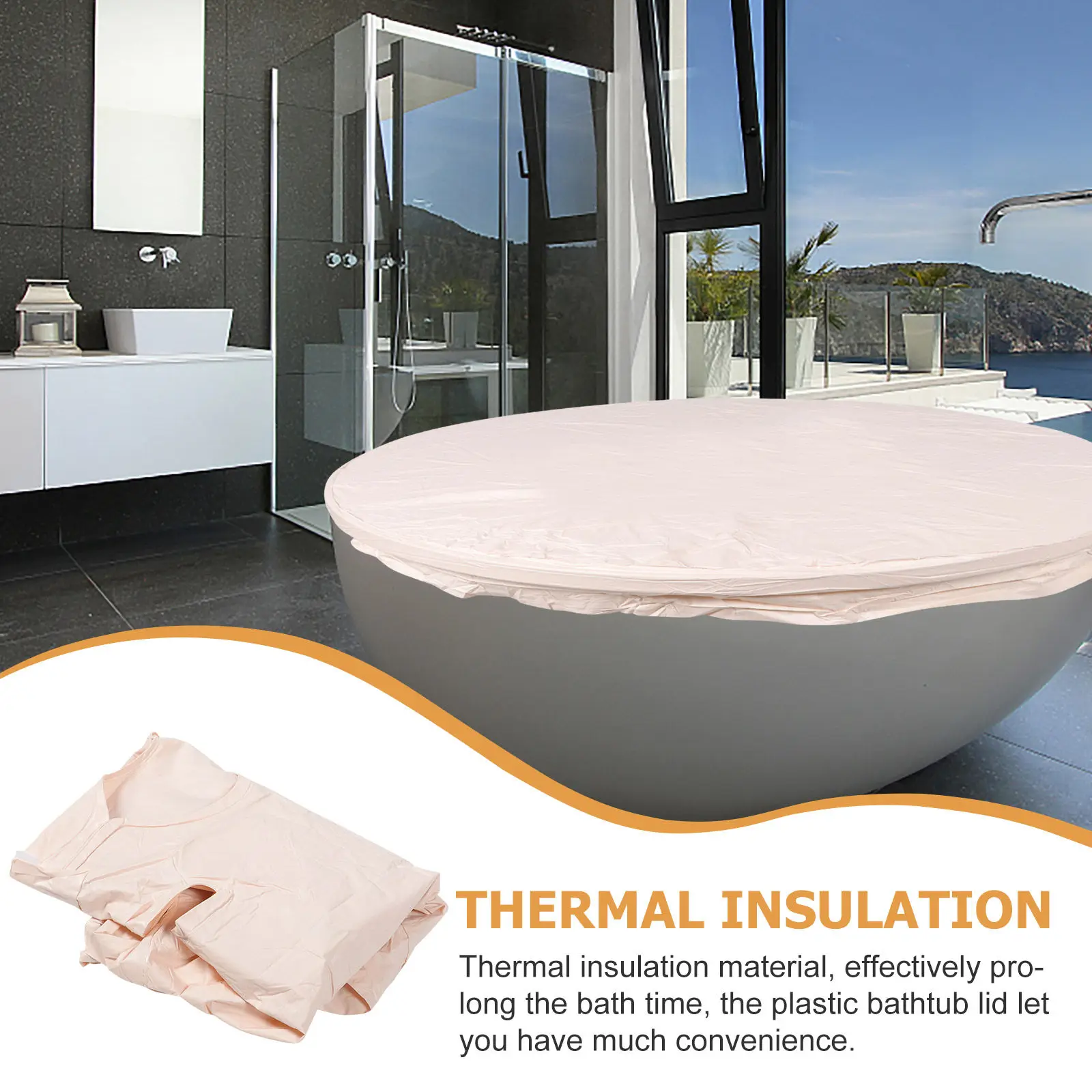 Portable Folding Bathtub Lid Insulated PVC Material Lightweight Easy Carry Store for Soaking Tub Replacement Thermal Bath Cover