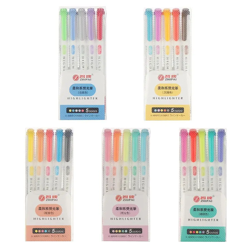 5/25pcs/set Double Headed Highlighter Pen Set Art Marker Student Stationery Fluorescent Pen Colored Markers Pens