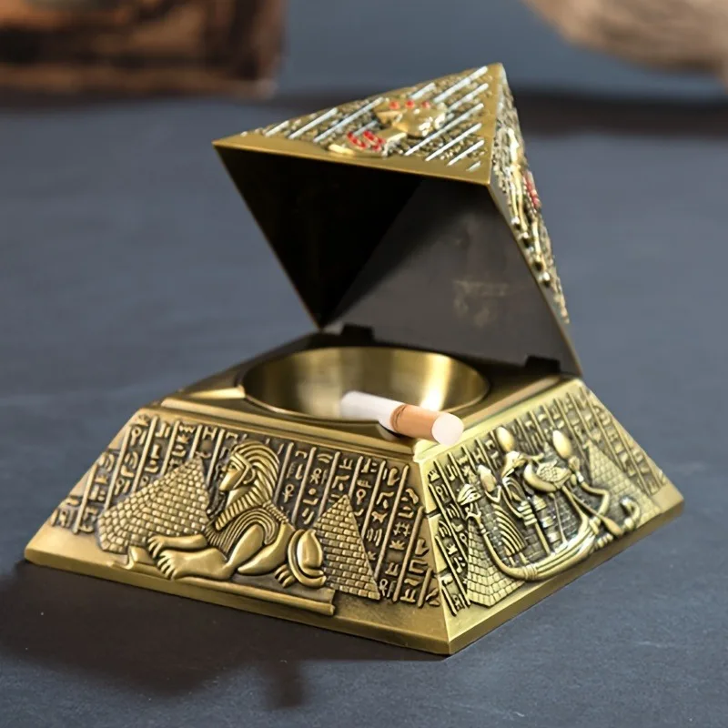 

Egyptian Pharaoh Pyramid Ashtray Tabletop Decor for Home Office Hotel - Vintage Decoration Gift for History Buffs Collect