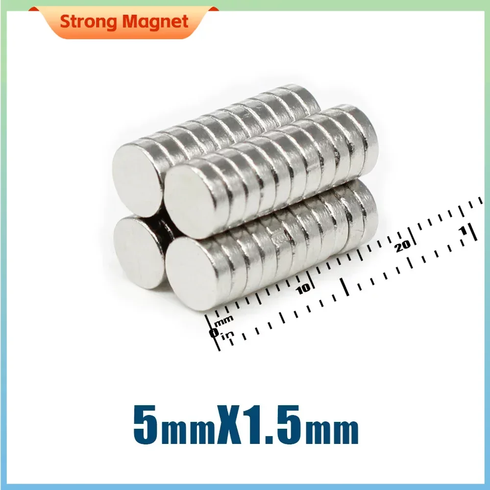 100/200/500/1000PCS 5x1.5mm Mini Disc Super Strong Search Magnet Small Round Neodymium Magnets N35 Fridge Magnetic Sheet