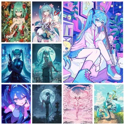 Singer Miku DIY Diamond Painting Kawaii idol 5D Diamond Embroidery Cross Stitch Second Dimension Girl Mural Home Decoration