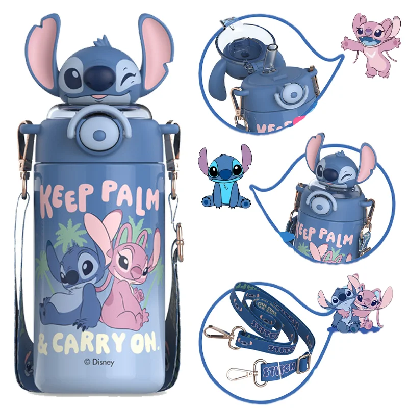 

600ml Disney Stitch Thermos Bottle Cartoon Stainless Steel Vacuum Insulated Cup Fashion Portable Coffee Tea Milk Water Cups Gift
