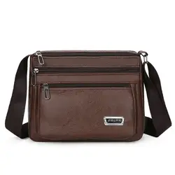 New PU Leather Men's Crossbody Bag Waterproof Phone Bag Shoulder Bag Large Capacity Casual Handbag Business Man Messenger Bag