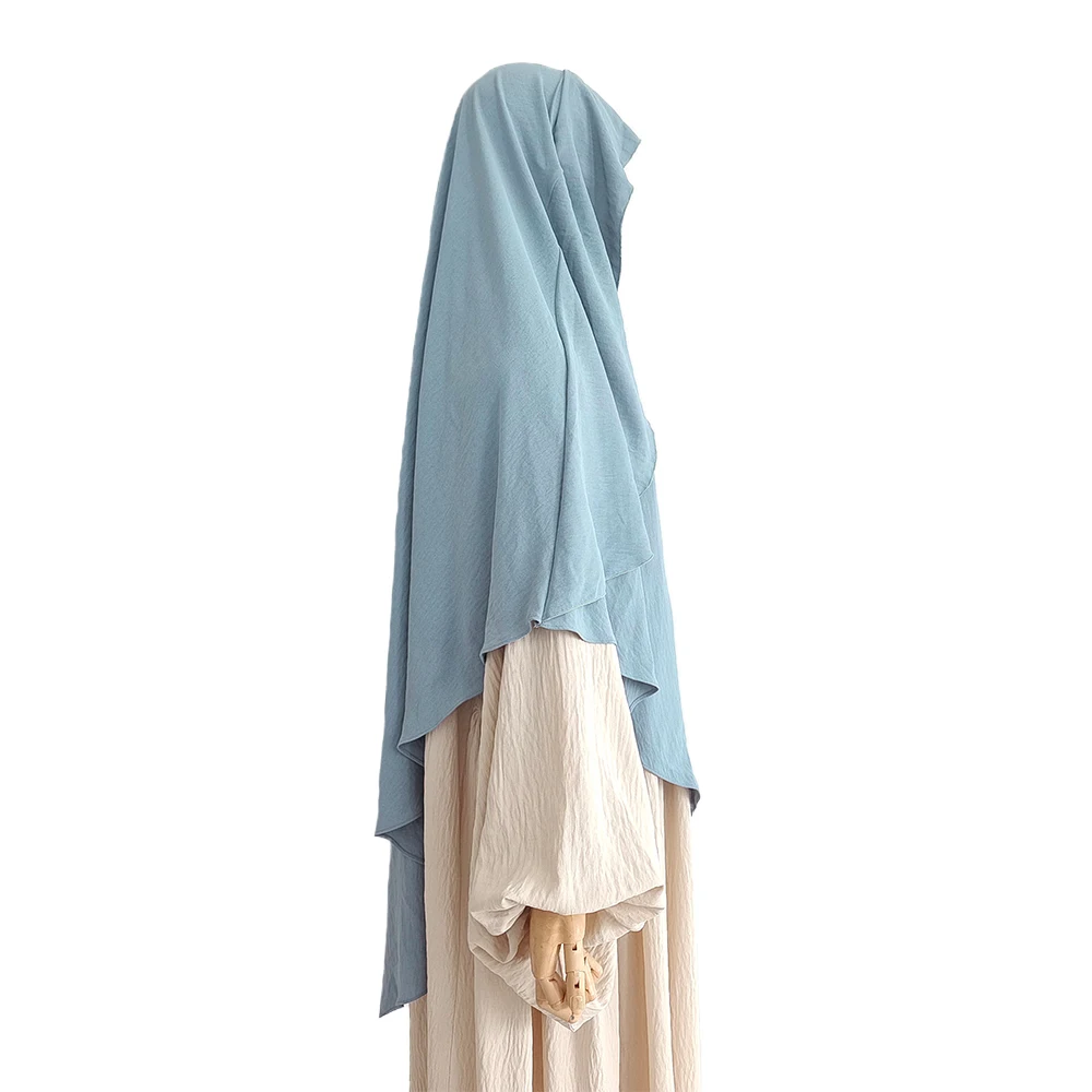 Jazz Khimar Cape Met Niqab Bandjes Ramadan Eid Femmes Crêpe Hoofddoek Hijab Kopftuch Groothandel Islamitische Moslim Vrouwen Sjaal Hijabs