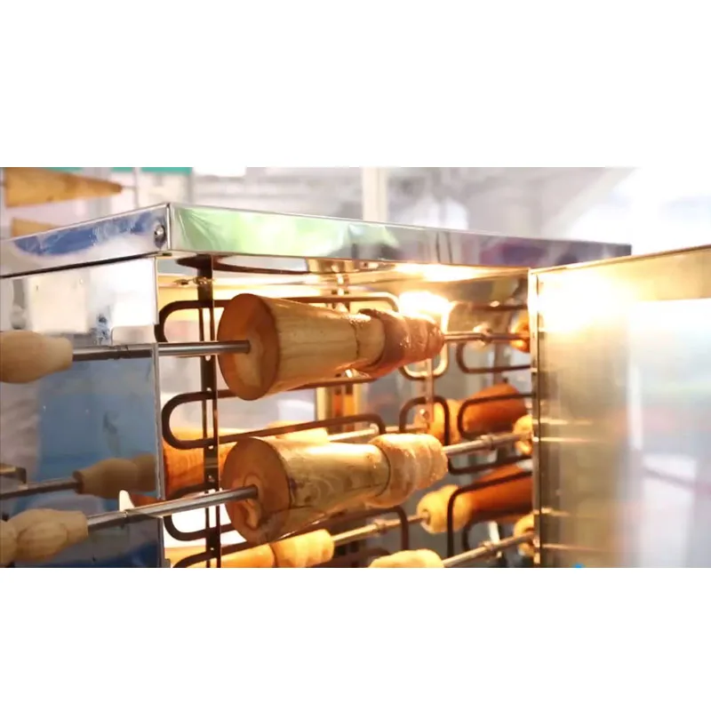 

8 Wood Rolls Commercial Hungarian Kurtos Kalacs Machine Electric Ice Cream Cone Chimney Cake Oven Maker Machine