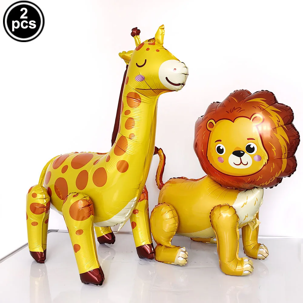 

2Pcs Jungle Inflatable Lion Giraffe Balloon Animal Balloons Elephant Tiger Safari Balloons Baby Shower Zoo Birthday Party Decors