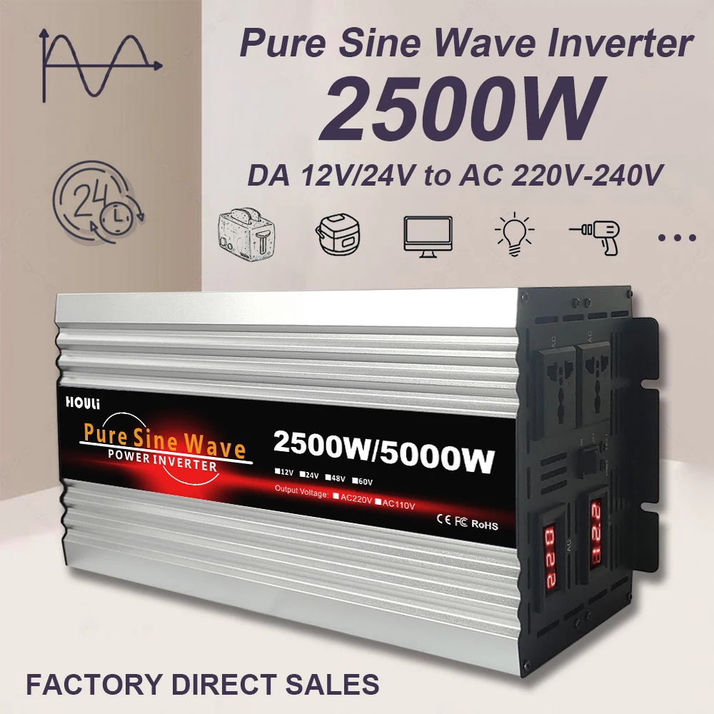 houli inverter 5000 Watt 12V to 220V Inverters & Converters Inversora 5000W Pure Sine Wave Inverter 5kw