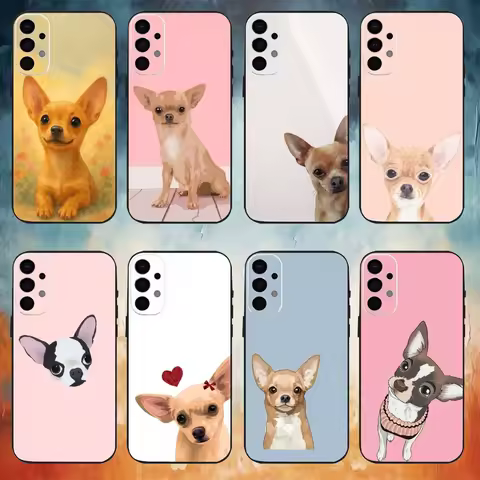cute Chihuahua Dog Phone Case For Samsung S25,S24,S21,S22,S23,S30,Ultra,S20,Plus,Fe,Note,10,9,5G Black Cover