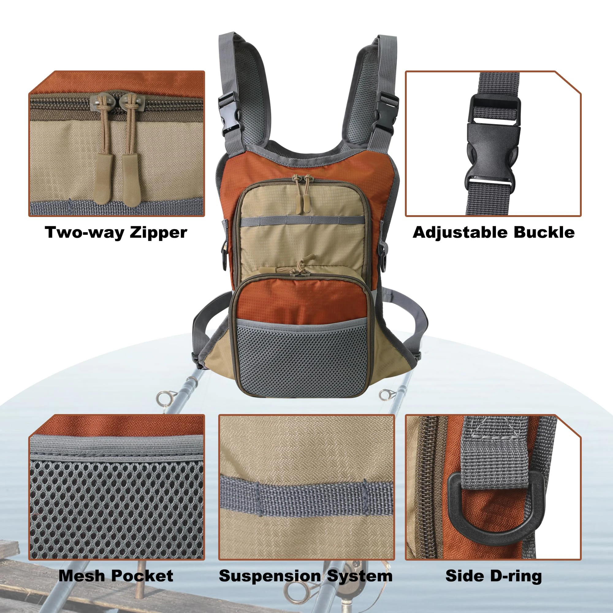 Chaleco pesca mosca ligero MOLLE para cajas y accesorios - imagen 5