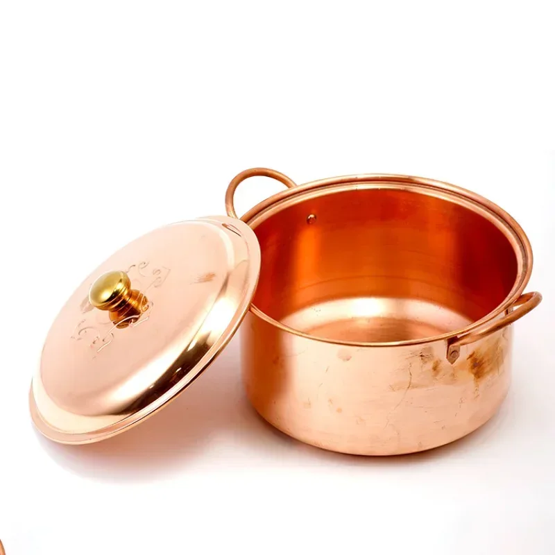 Copper Saucepan Handmade Chinese Classic Thickened Pure Copper Split Heat Insulation Large Capacity Uncoated Easy To Clean