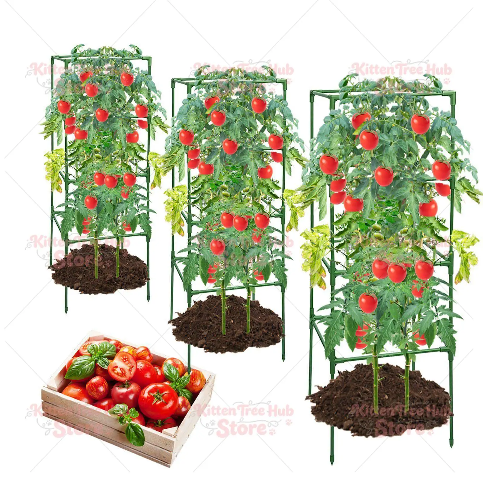 2PCS Square Tomato Rack Tomato Rack with Planting Bag, Support