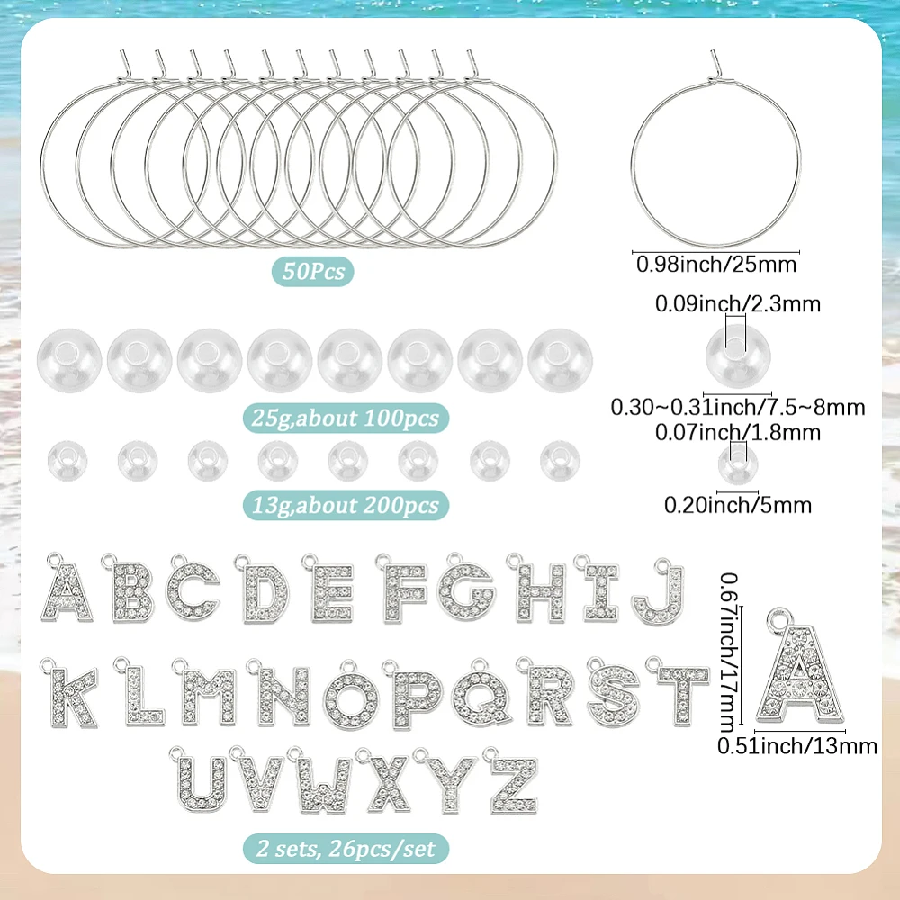 402Pcs Wine Glass Charms Making Kit Pearl Drink Identifiers Wine Charms for Stem Glasses DIY Reusable Drink Markers Personalized