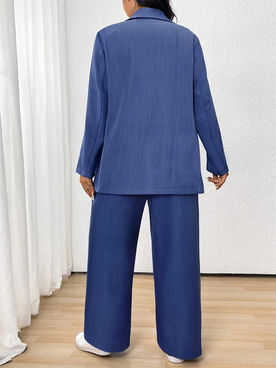Plus Size Blazer & Wide-Leg Pants Set - alternate angle