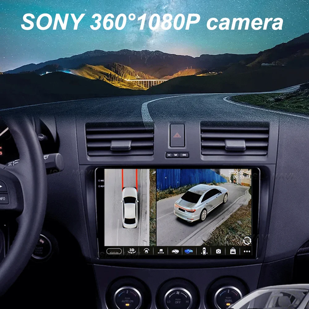 أندرويد 15 لمازدا 3 2009-2013 راديو السيارة مشغل وسائط متعددة ستيريو الملاحة Carplay مكبرات الصوت رئيس وحدة فيديو الصوت لتحديد المواقع 2 Din