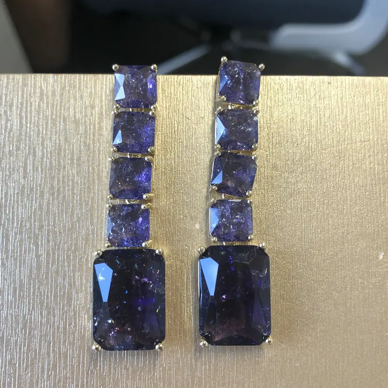 Bilin color trend ige lila Eis geknackt Zirkonia Ohrring für Frauen Hochzeit Schmuck Geschenk