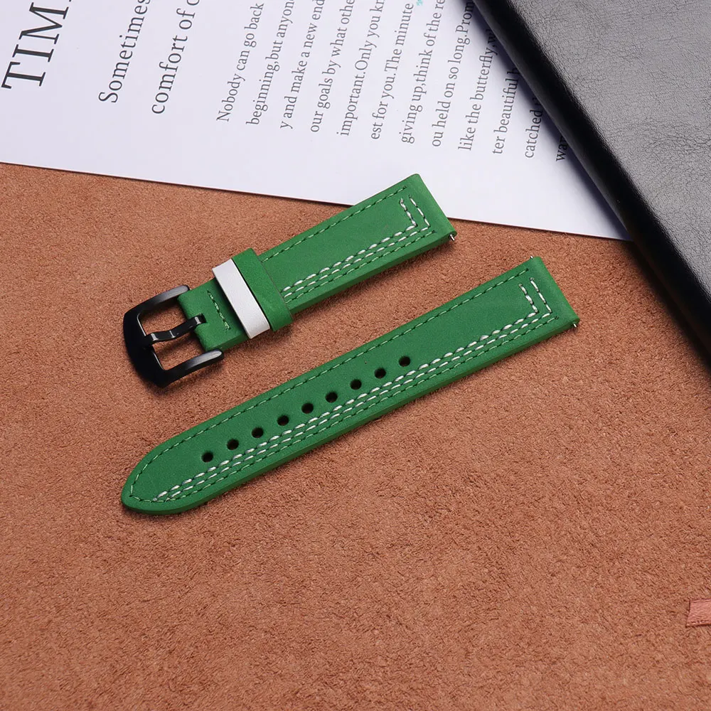 20mm 22mm Leather band for Samsung Galaxy watch 4 5 6/classic/Active 2 46 42 40 44mm for vintage bracelet Amazfit GTS 2/3 strap