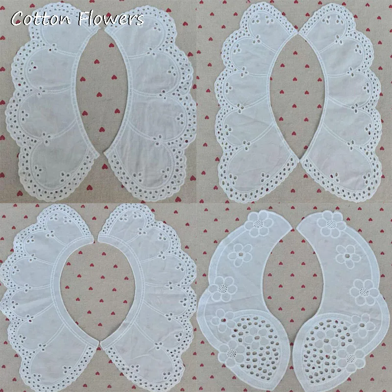 HOT white flower cotton Embroidery Lace Fabric DIY applique collar trim ribbon neckline craft Sewing Womens dresses Cloth decor