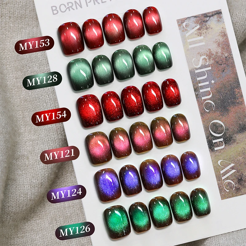 BORN PRETTY 10ml Red Glass Bead Cat Magnetic Gel Ultra Shine Semi Permanent Soak Off UV Gel Christmas Manicure Nail Art Varnish