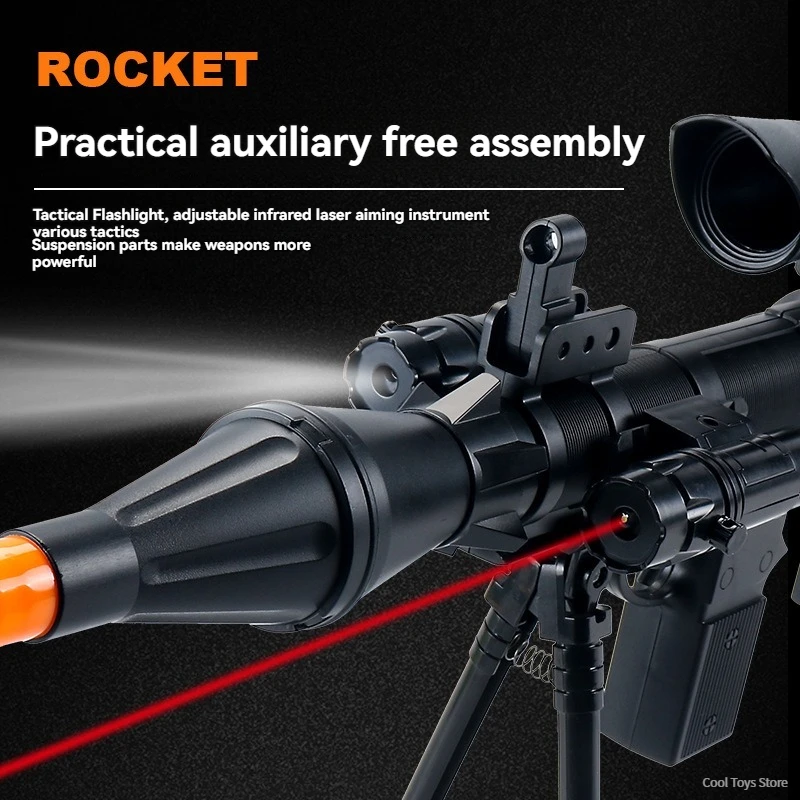 RPG Bazooka Rocket Launcher Children Mortar Outdoor Blaster Manual Soft Bullet Armas Toy For Kids Boys Shooting Fake Gun Airsoft