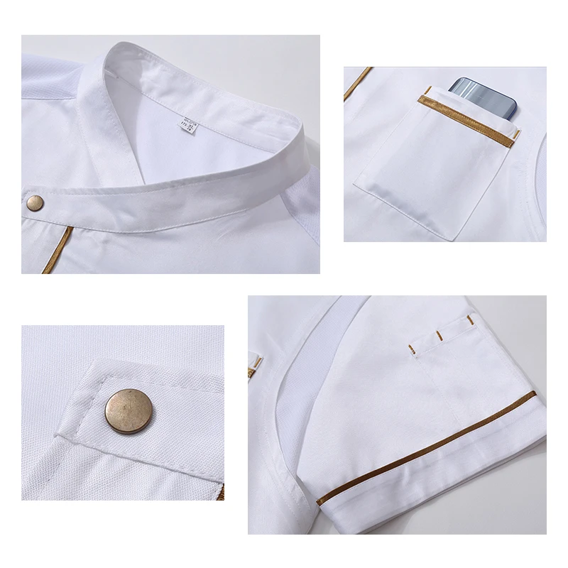 Uniforme de cocina para Hotel, conjunto de camisa de cocinero o chaqueta de Chef y delantal, ropa de trabajo para restaurante, cafetería, panadería, camarero, Verano