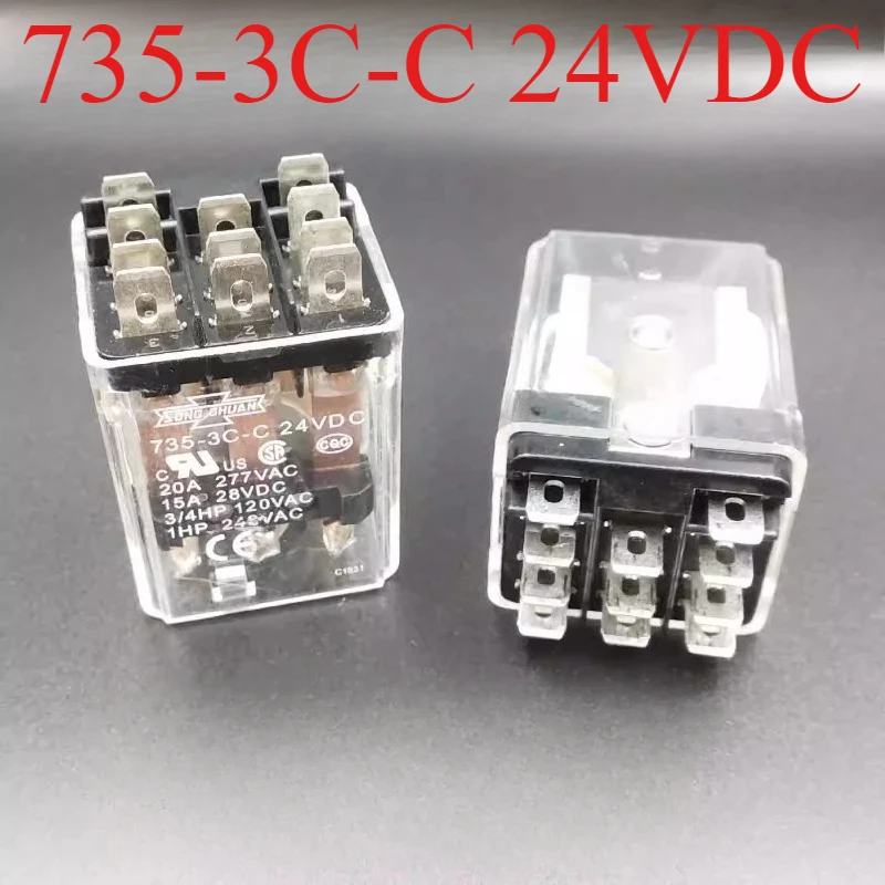 New 1pcs/lot 735-3A-C 12VDC 735-3A-C 24VDC 735-3C-C 24VDC 20A 8pins electromagnetic relay