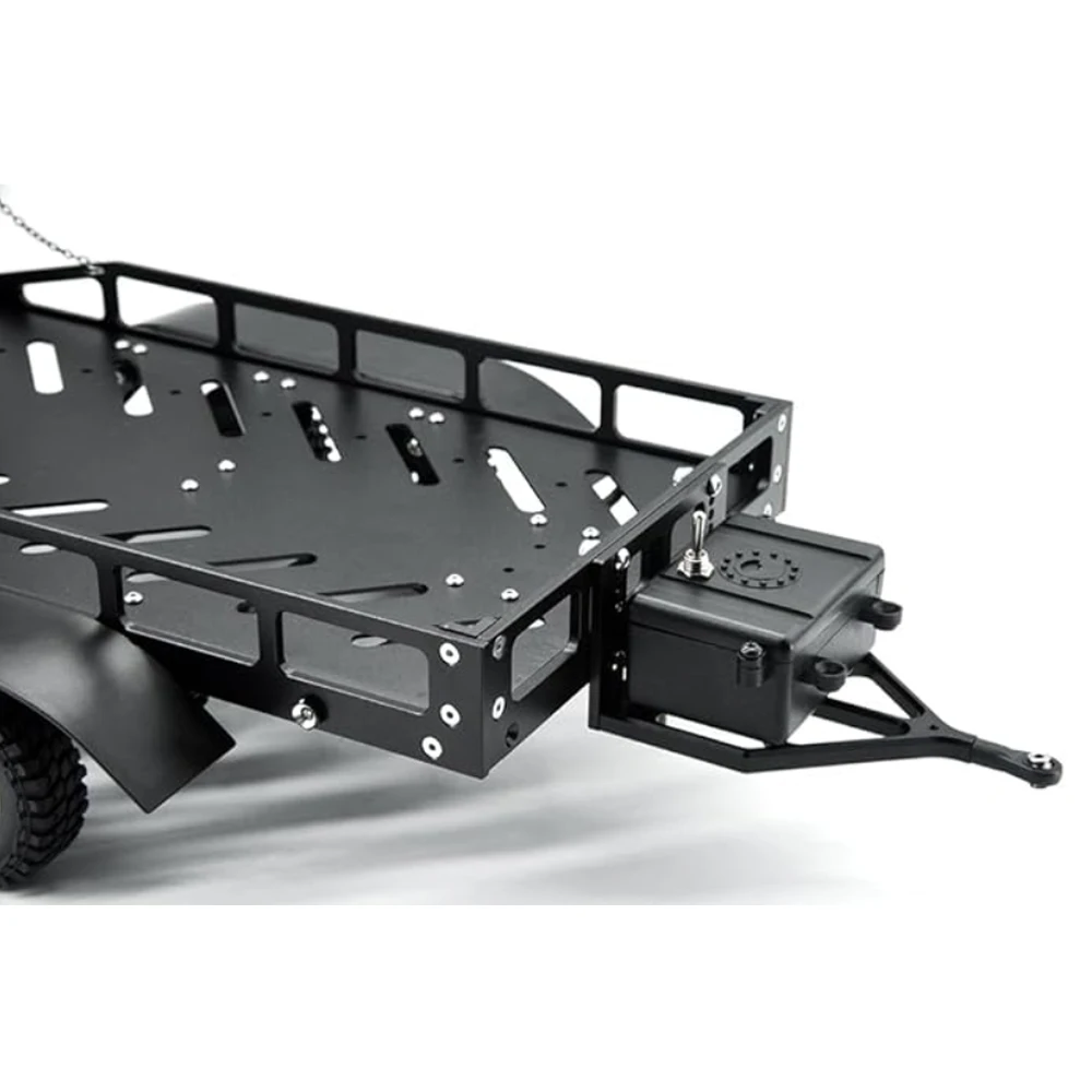 HOT TEAM RC Utility TRX4M Trailer, Metal Alloy Construction, 1/18 Scale, Detachable Tow Hitch, 7x6x3.5 Inches RC CAR Trailer