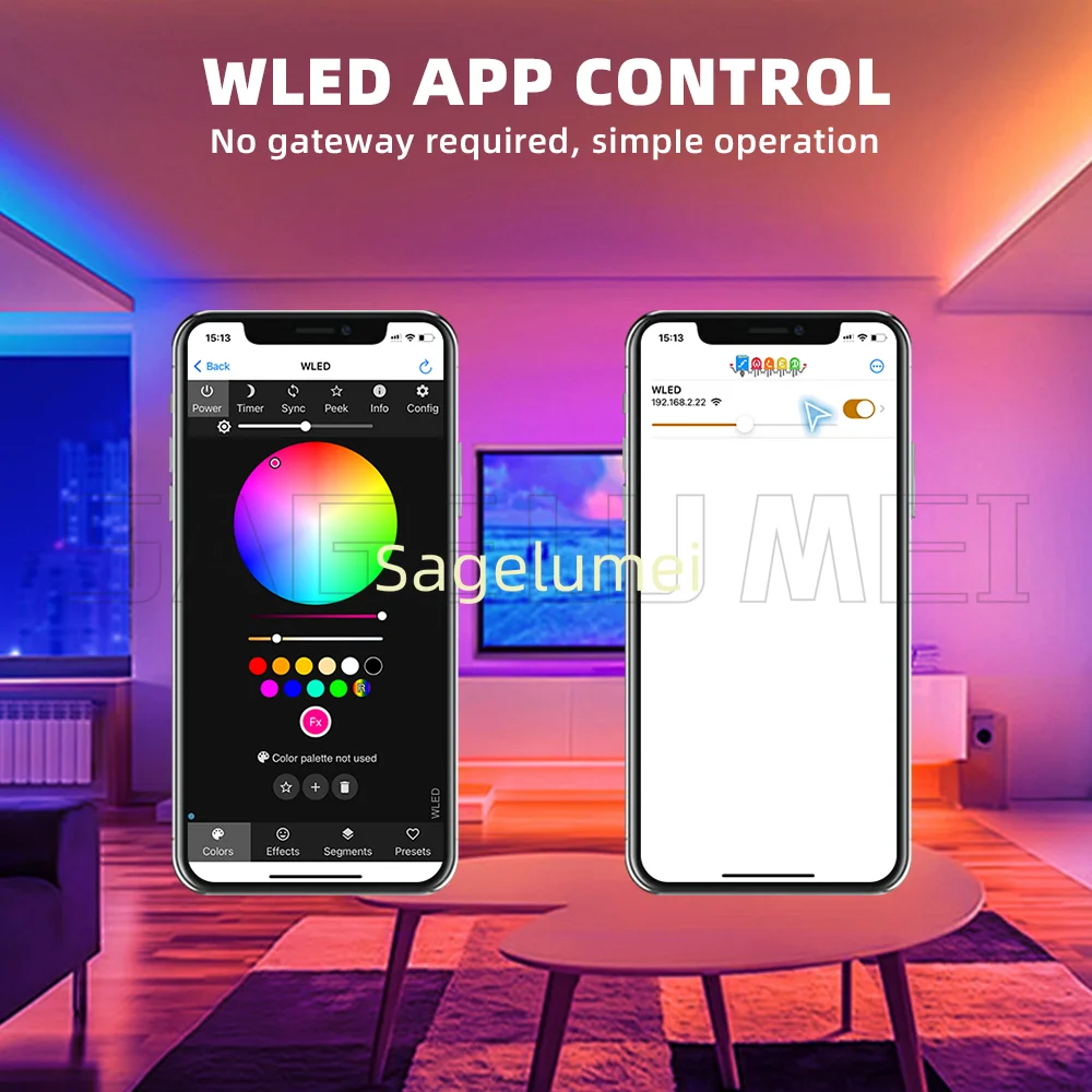 DOMRAEM ESP32 WLED USB-C Addressable LED Controller 0.5W Standby for WS2811/2814/2805 DIY Projects MQTT Alexa SmartHome Control