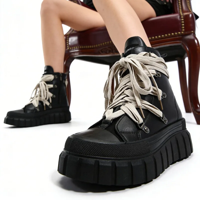 

Женские повседневные кроссовки с высоким верхом и плоской подошвой, модные, с толстыми шнурками, для повседневной носки и учебы, tenis feminino