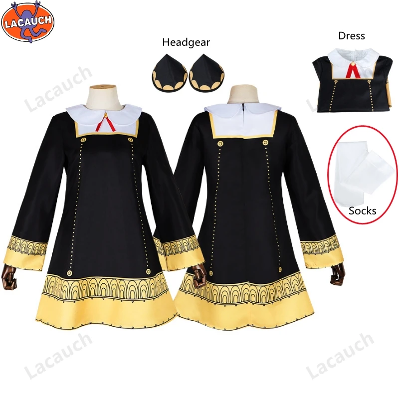 

LACAUCH Manga SPY×FAMILY Anya Forger Cosplay Costume Experiment 007 Adult Child Anya's Wigs Halloween Carnival Girl's Clothing