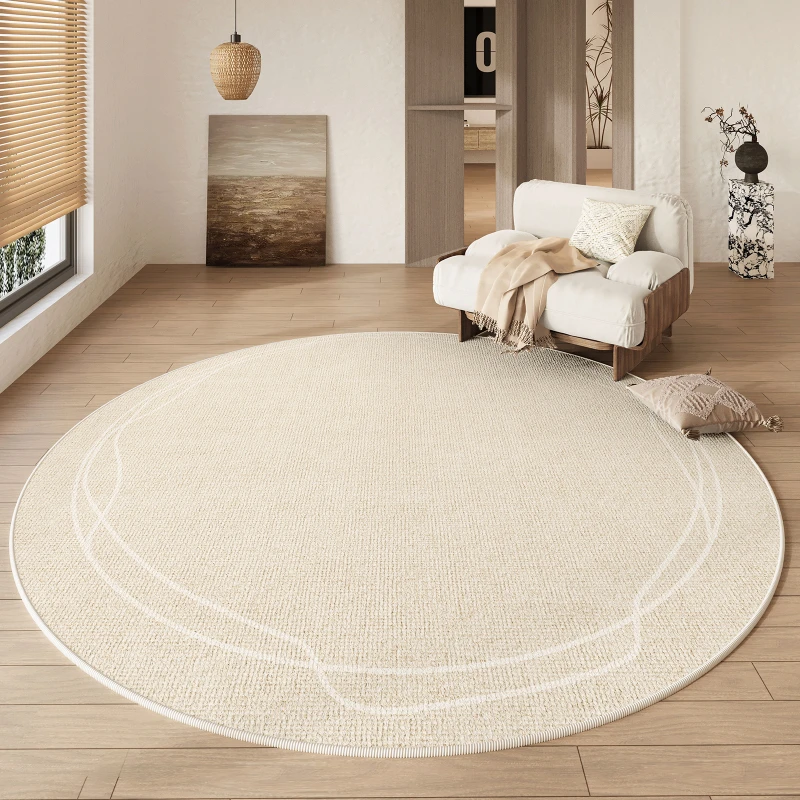 Cream Color Living Room Round Rug Decoration Home Large Area Non-slip Washable Plush Carpet Bedroom Study Tables Chair Mat Tapis