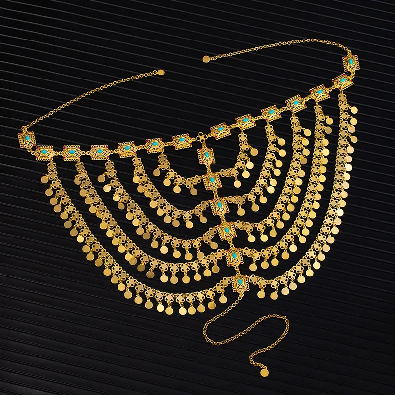 Bridal Hair Accessories Tassel Sequins Coins, Hair Chains Performance Accessories Ethnic Wind Cover Hair Cover