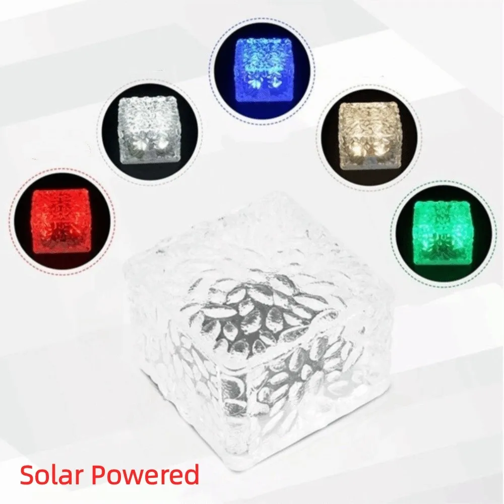 Solar Powered Solar Ice Brick Lights Waterproof Rainproof Solar Standing Lights Automatic Long-last Lighting